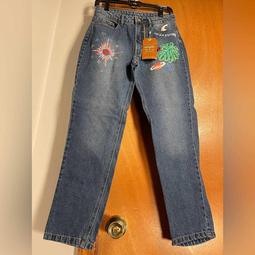 FARM RIO ANTHROPOLOGIE JEANS PANTS embroidered